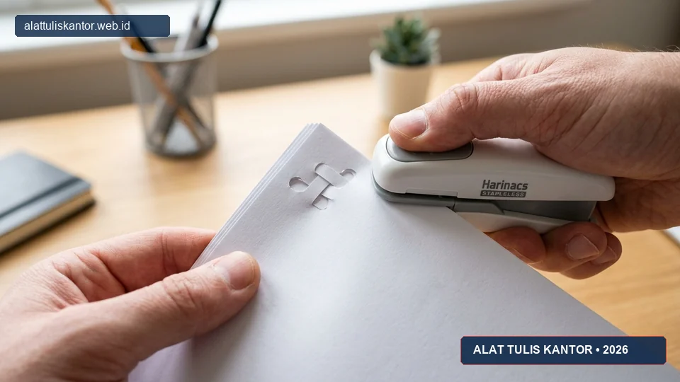 Mekanisme penguncian kertas stapler tanpa isi yang rapi dan aman tanpa staples logam